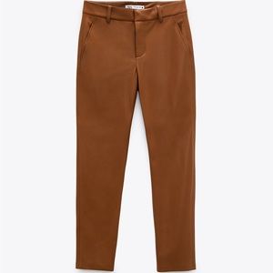 ZARA BROWN FAUX LEATHER PANTS NWT